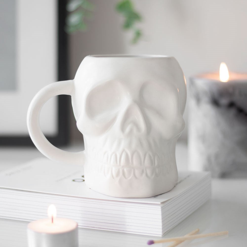 Matte White Skull Mug