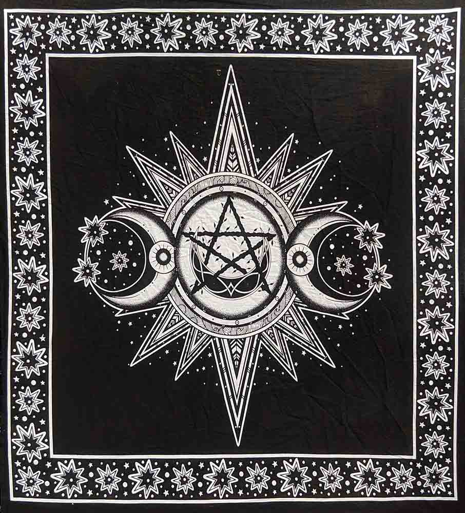 White Triple Moon Altar Cloth