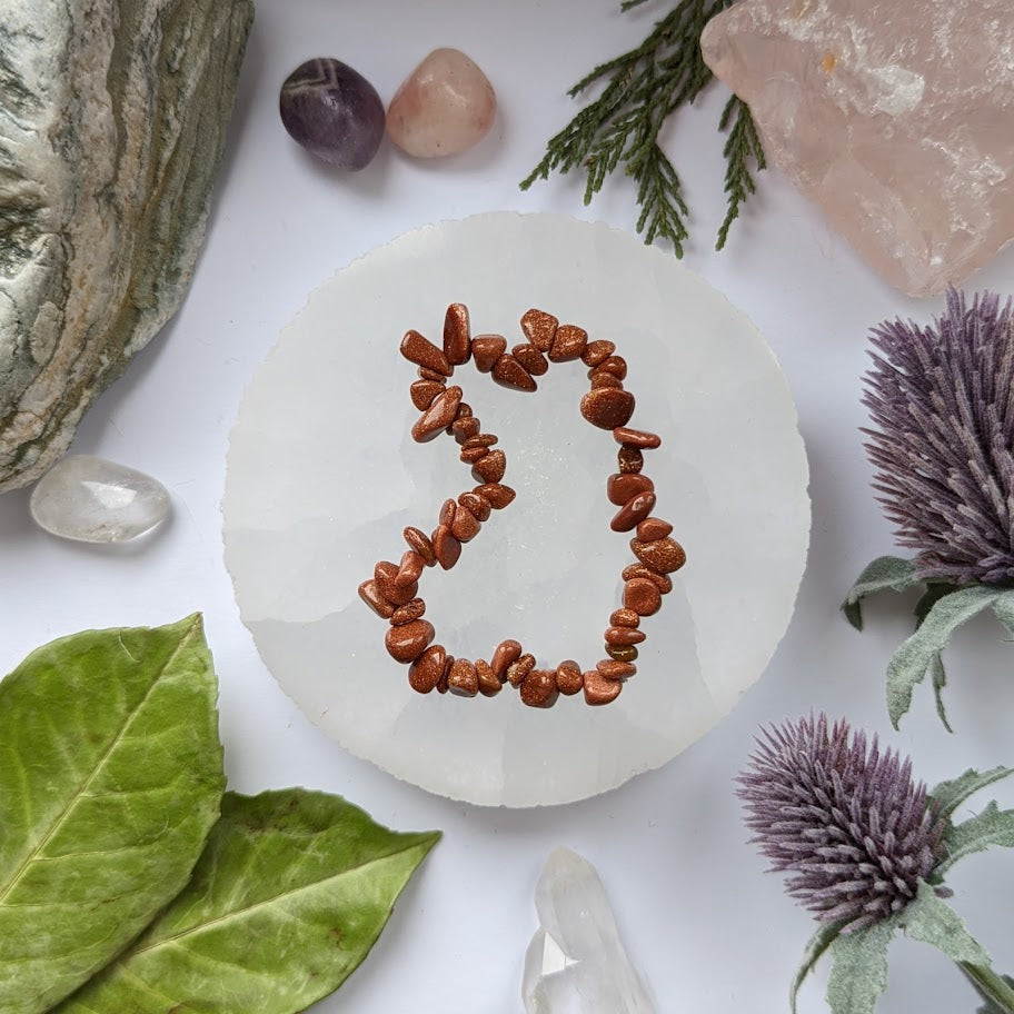 Brown Goldstone Crystal Chip Bracelet