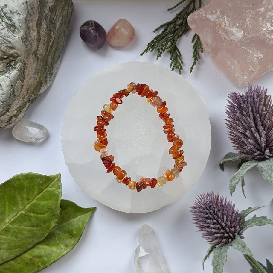 Carnelian Crystal Chip Bracelet