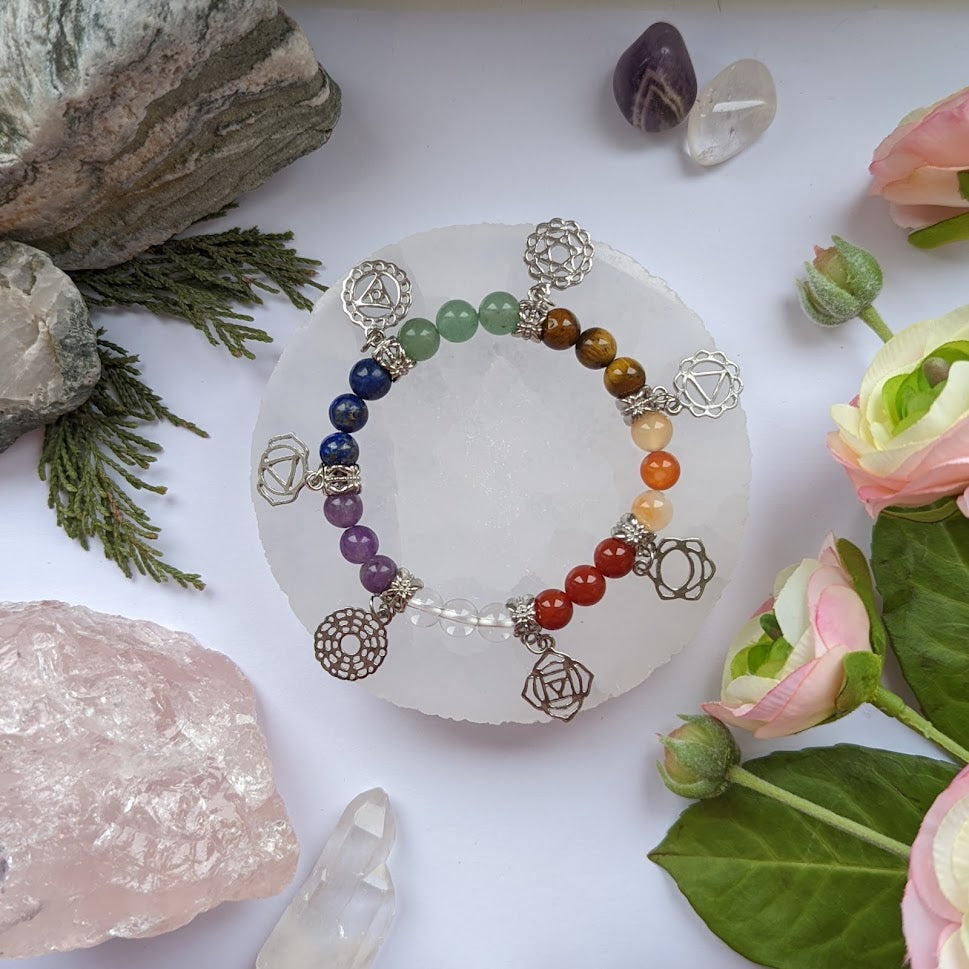 Chakra Crystal Charm Bracelet