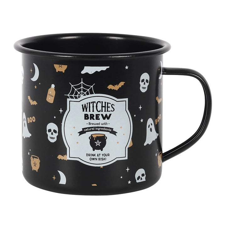 Halloween Witches Brew Enamel Mug Black