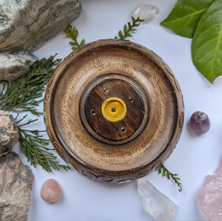 Wooden Incense Holder Flower Bowl 2