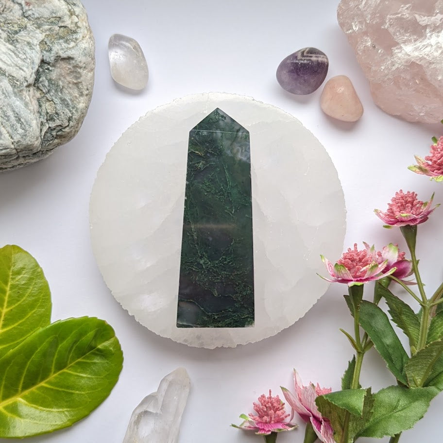 Moss Agate Obelisk 10