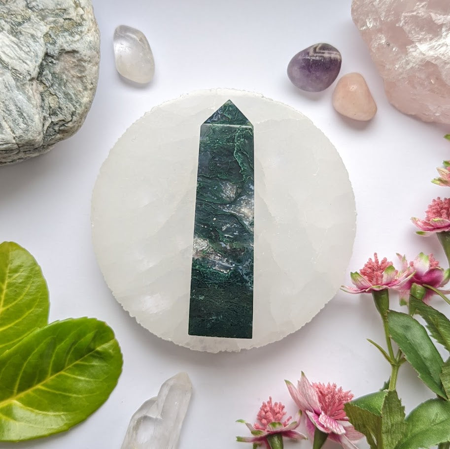 Moss Agate Obelisk 11