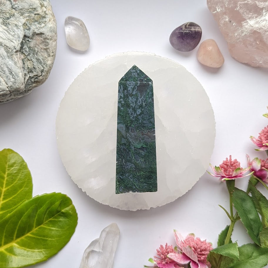 Moss Agate Obelisk 13