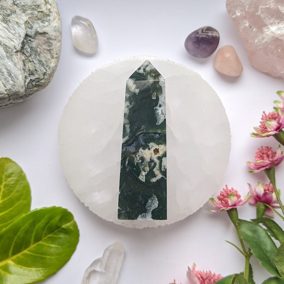 Moss Agate Obelisk 14