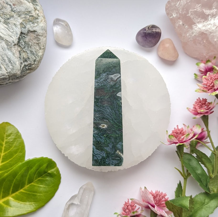 Moss Agate Obelisk 18