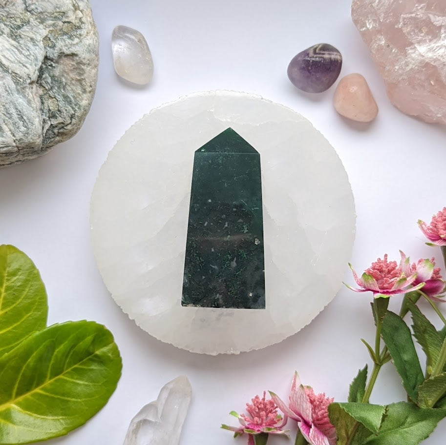 Moss Agate Obelisk 5