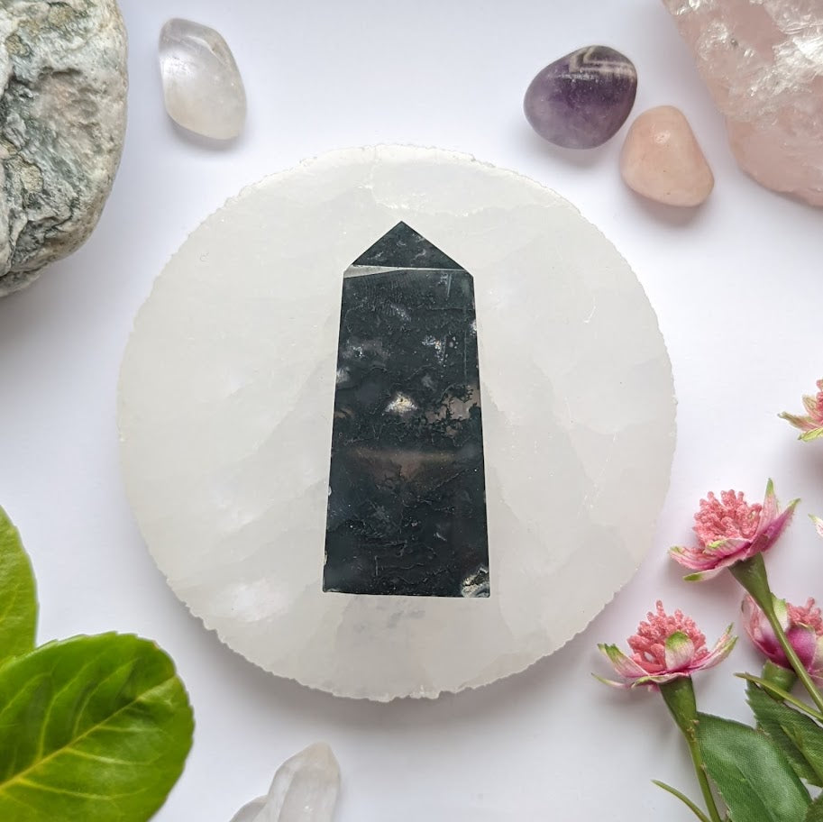 Moss Agate Obelisk 9