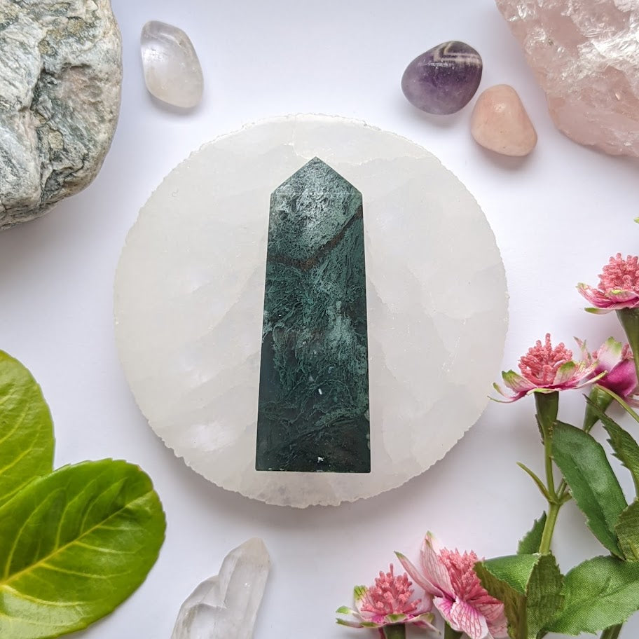 Moss Agate Obelisk 3