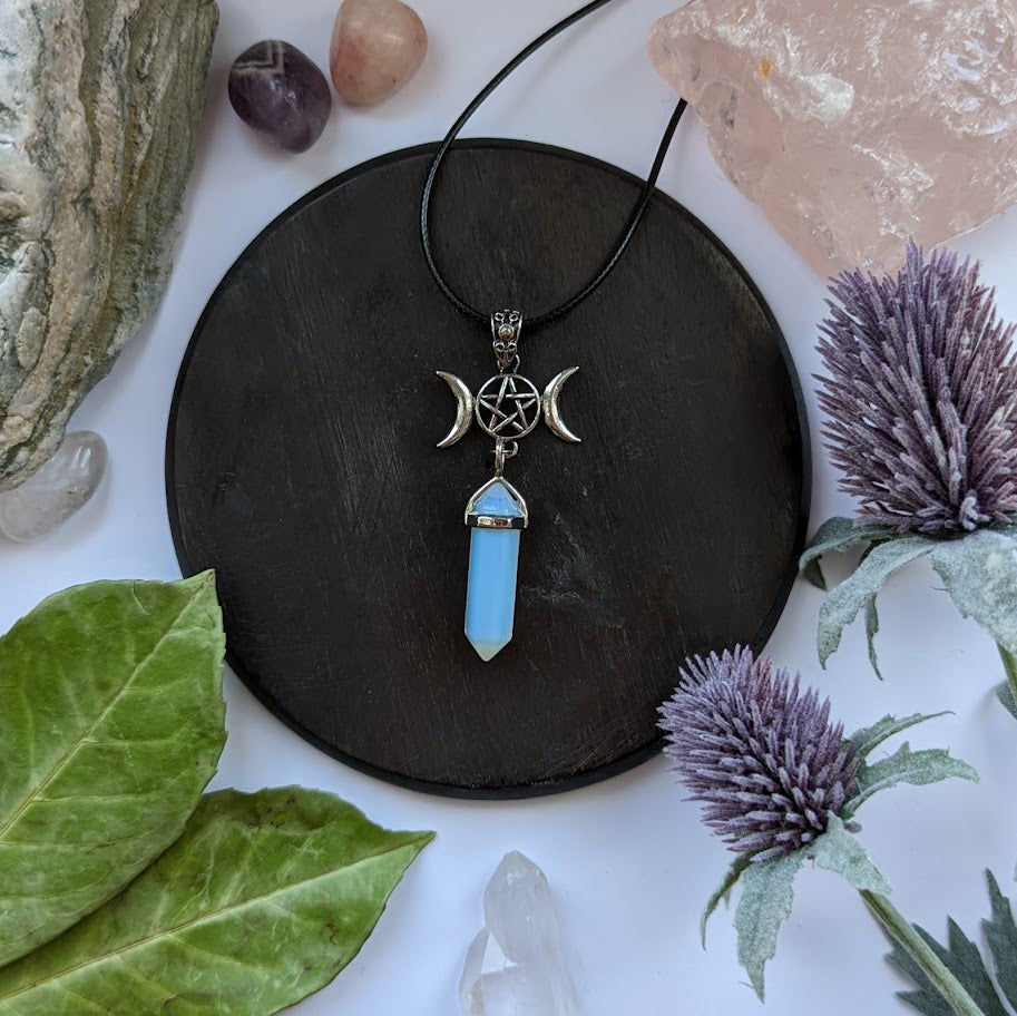 Triple Moon Opalite Pendant Necklace