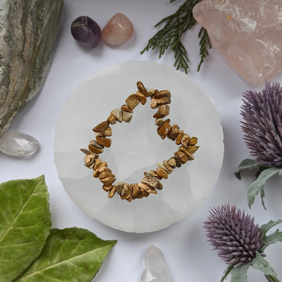 Picture Jasper Crystal Chip Bracelet