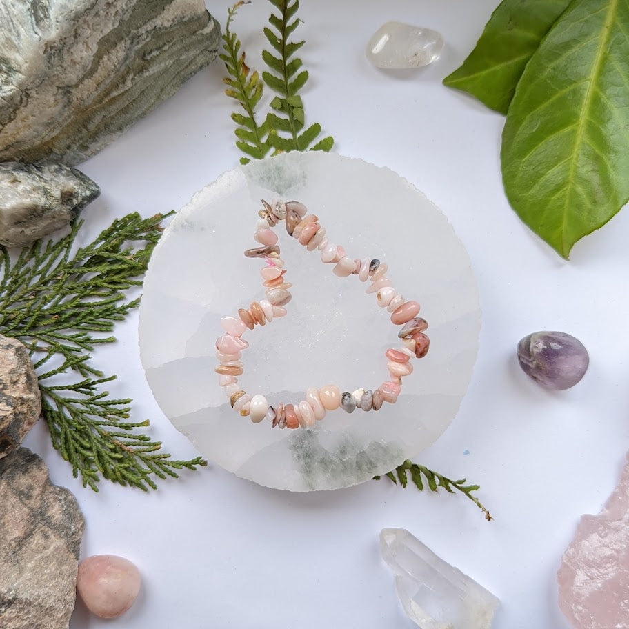 Pink Opal Crystal Chip Bracelet