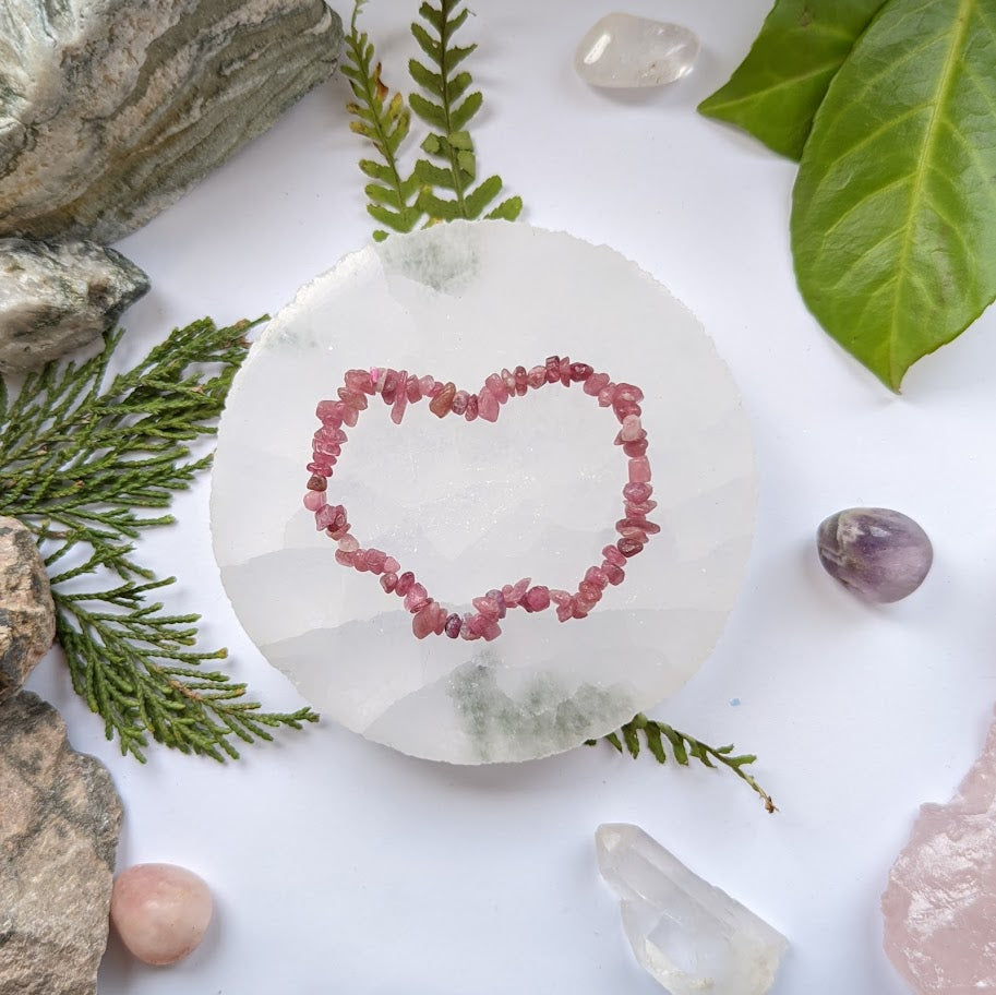 Pink Tourmaline Crystal Chip Bracelet