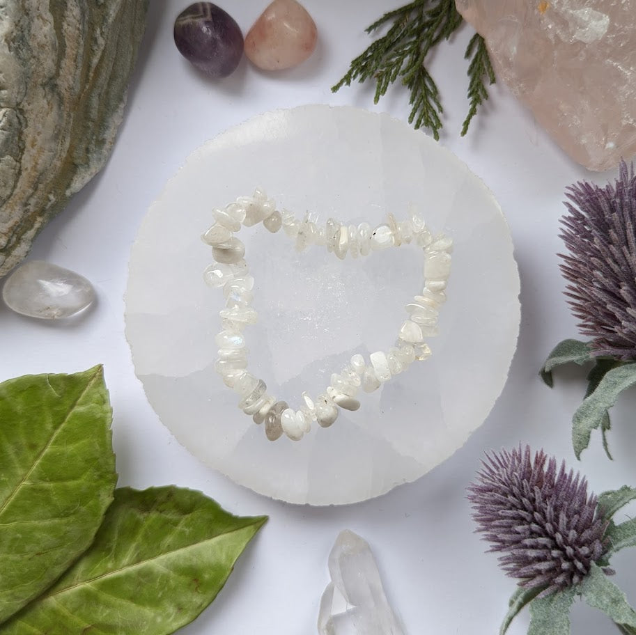 Rainbow Moonstone Crystal Chip Bracelet